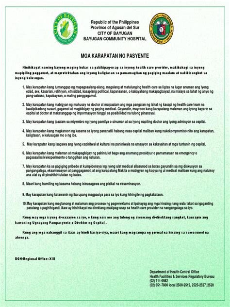 mga karapatan ng pasyente doh|Patient's Right (Mga Karapatan ng Pasyente) .